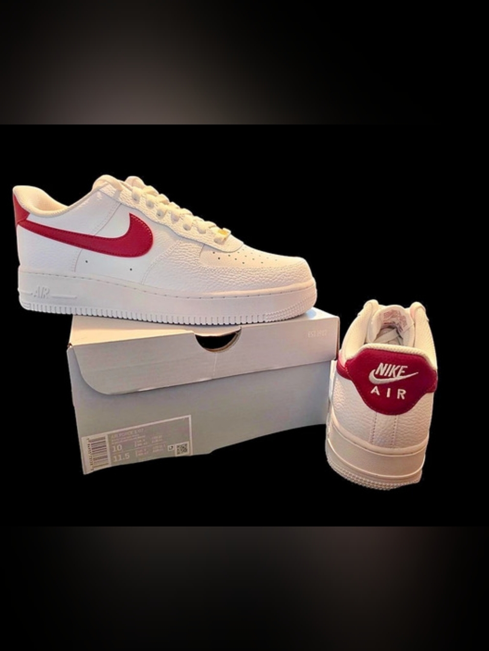 Nike Air Force 1 Low Sneakers in White & Red US 10 New